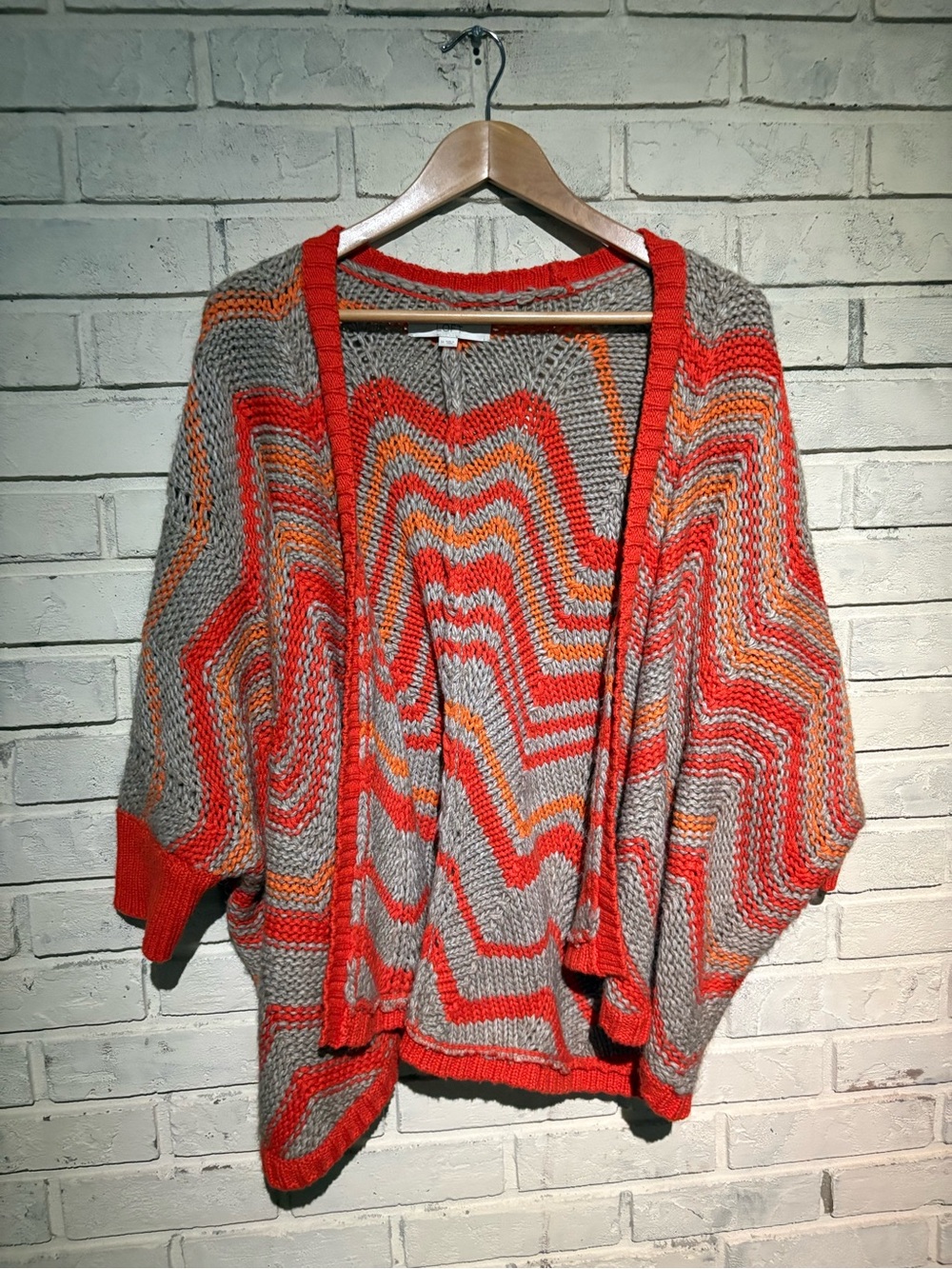 Alpaca,Wool,rabbit hair Multicolor Chevron Knit Cardigan Sweater womens med